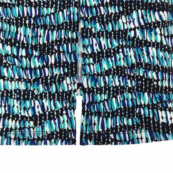 Vince Camuto tunic top s hi low sleeveless blue green black geo keyhole back - Picture 6 of 8